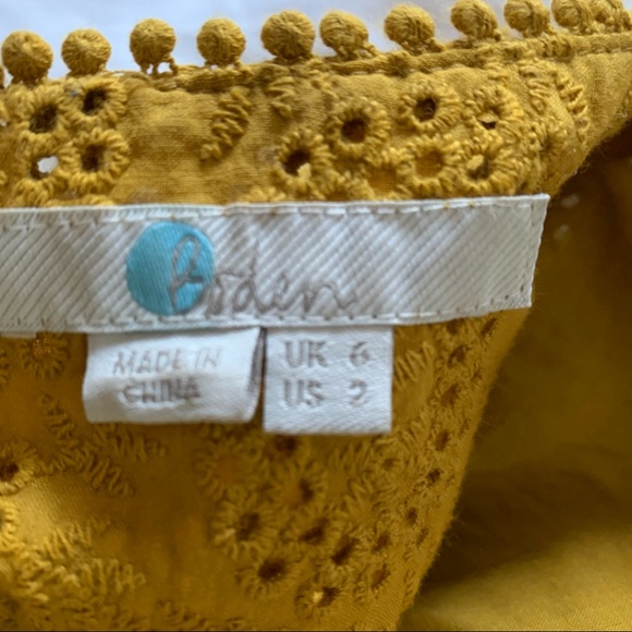 Boden sleeveless mustard colored, eyelet top, sz 2 - Picture 7 of 13